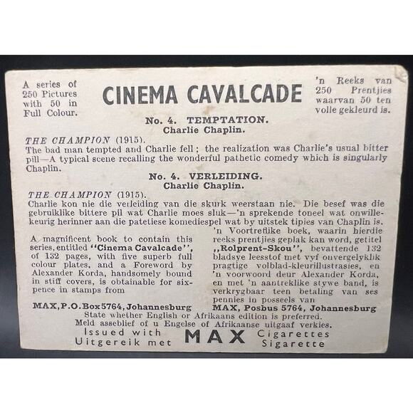 1940 Cinema Cavalcade Charlie Chaplin Cigarette Card The Champion 1915 Charles - Picture 2 of 3